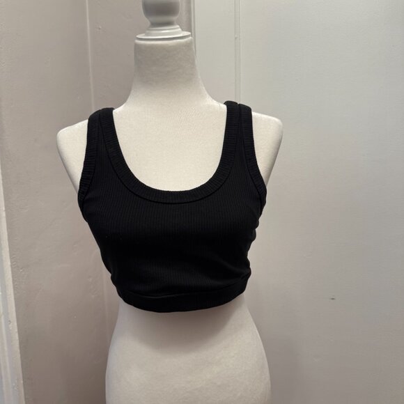 Alo Black Wellness Bra Ribbed Sports Bra Size LARGE - Picture 3 of 3